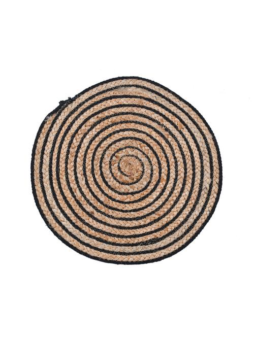 kds beautiful cotton and jute stripe place mat for dinning table (pack of 6) size (15x15 inches)black - 17509709 - Very Small Image - 1
