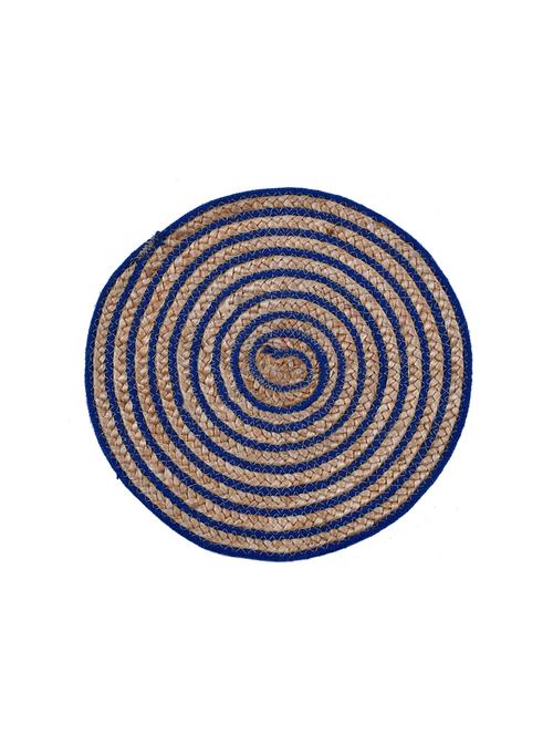 kds beautiful cotton and jute stripe place mat for dinning table (pack of 6) size (15x15 inches)blue - 17509711 - Very Small Image - 1