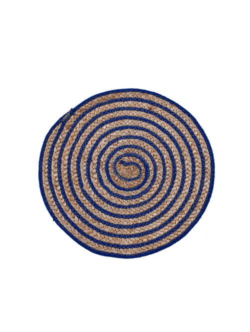 kds beautiful cotton and jute stripe place mat for dinning table (pack of 2) size (15x15 inches)blue - 17509717 - Very Small Image - 1