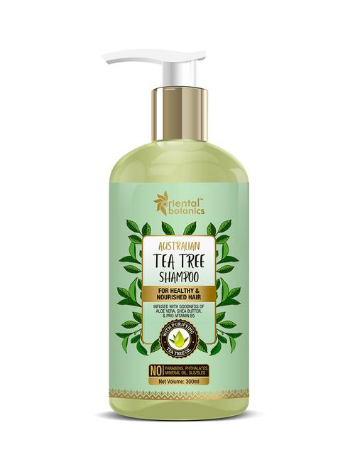 oriental botanics australian tea tree hair shampoo - with aloe vera, shea butter - for healthy and nourished hair 300ml - 17509758 - Very Small Image - 1