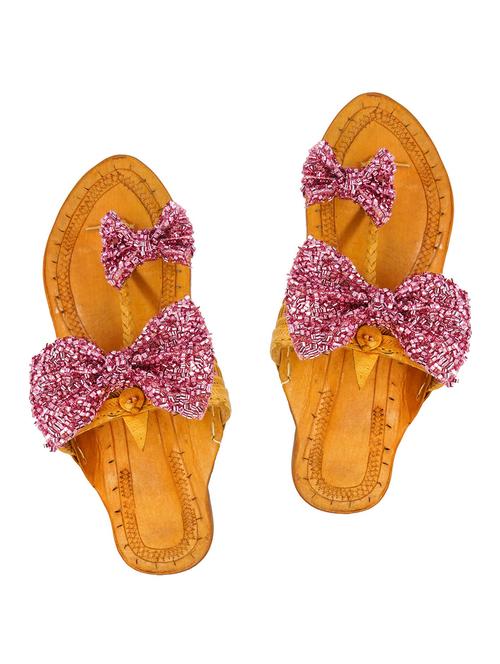 pink leather slip on kolhapuris - 17509885 - Very Small Image - 1