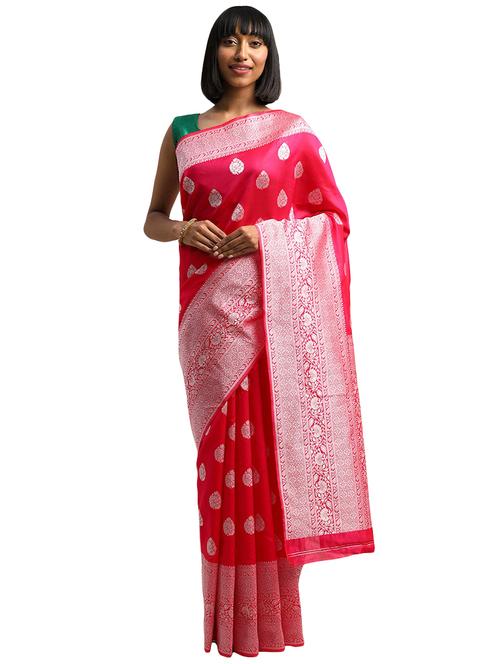 ethnic motifs woven saree with blouse - 17511313 - Very Small Image - 1