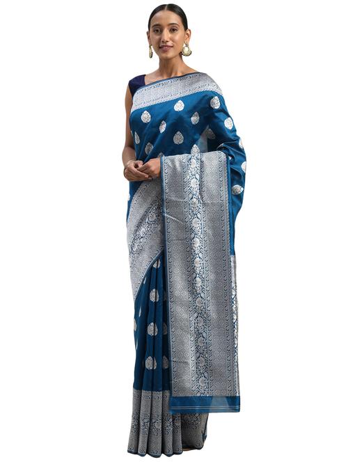 ethnic motifs woven saree with blouse - 17511318 - Very Small Image - 1