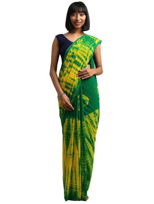 tie & dye printed saree with blouse - 17511321 - Very Small Image - 1