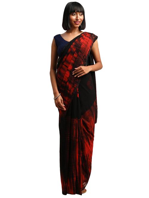 tie & dye printed saree with blouse - 17511325 - Very Small Image - 1