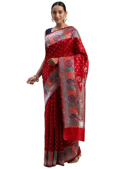 ethnic motifs woven saree with blouse - 17511335 - Very Small Image - 1