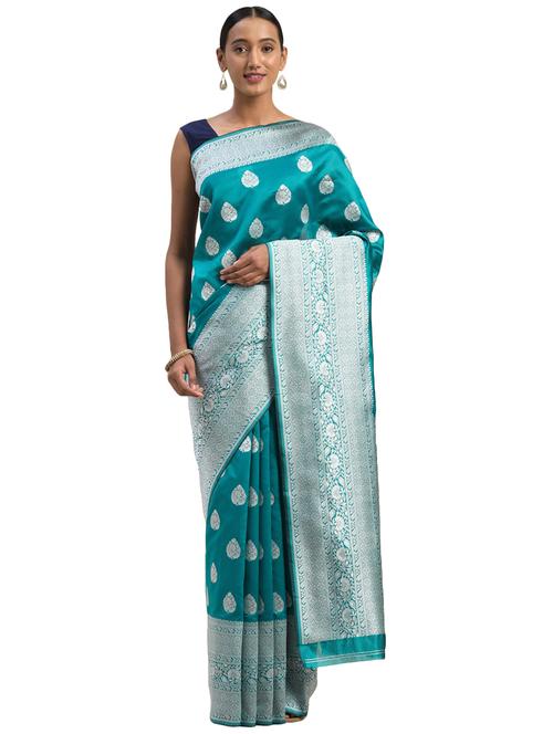 ethnic motifs woven saree with blouse - 17511336 - Very Small Image - 1