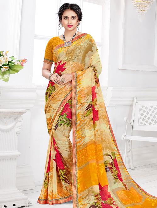 lace detailed printed saree - 17511385 - Very Small Image - 1