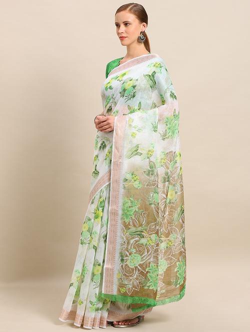 floral printed saree with blouse - 17511840 - Very Small Image - 1