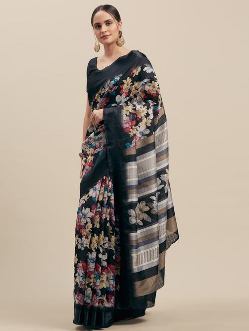 floral printed saree with blouse - 17511848 - Very Small Image - 1