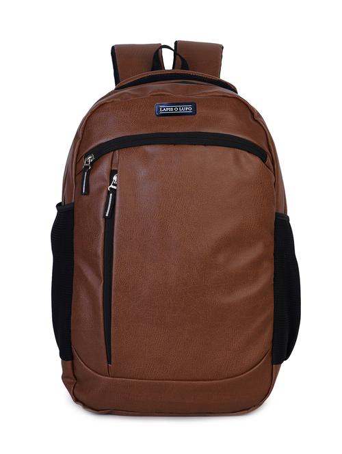 tan leatherette (pu) laptop backpack - 17511917 - Very Small Image - 1