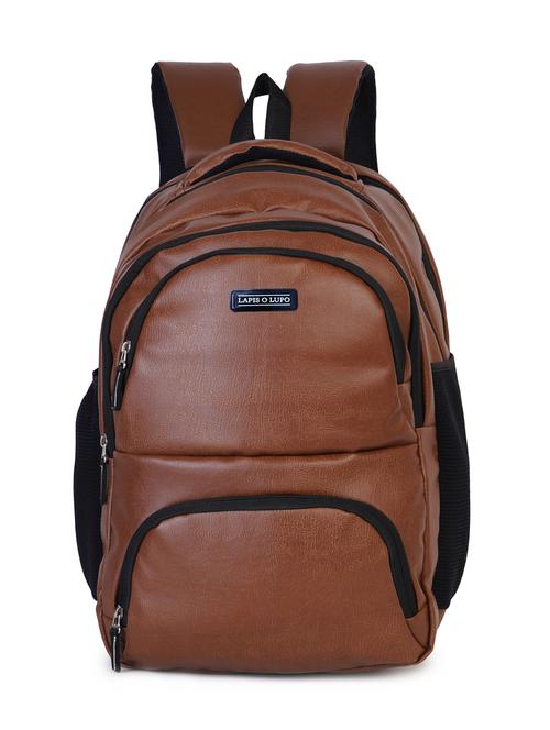 tan leatherette (pu) laptop backpack - 17511920 - Very Small Image - 1