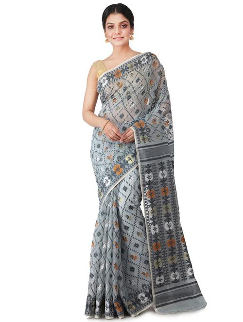 self design jamdani saree - 17513446 - Very Small Image - 1