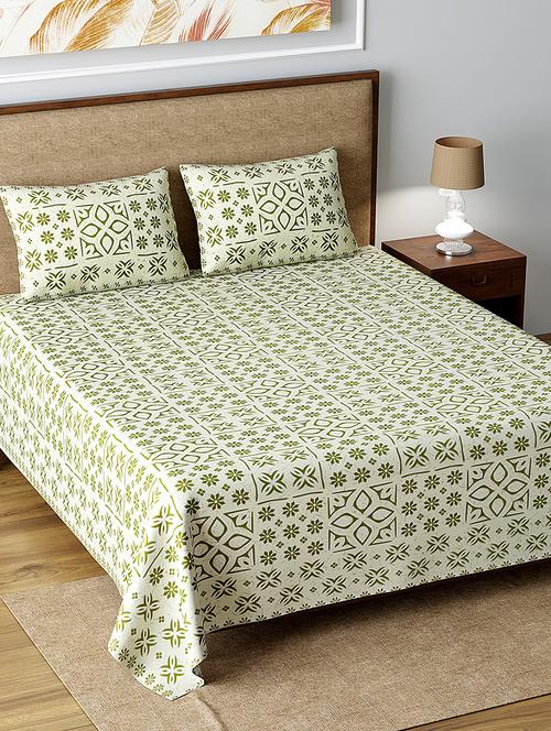 texstylers 100% cotton 220 tc jaipuri rajasthani print double bedsheet with 2 pillow covers - 17513546 - Very Small Image - 1