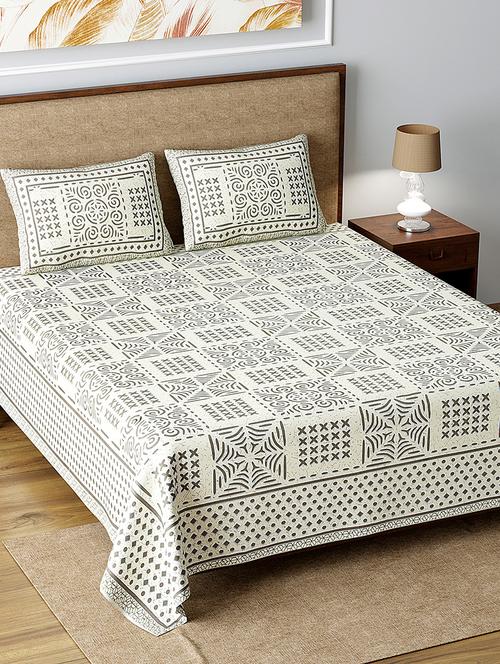 texstylers 100% cotton 220 tc jaipuri rajasthani print double bedsheet with 2 pillow covers - 17513549 - Very Small Image - 1