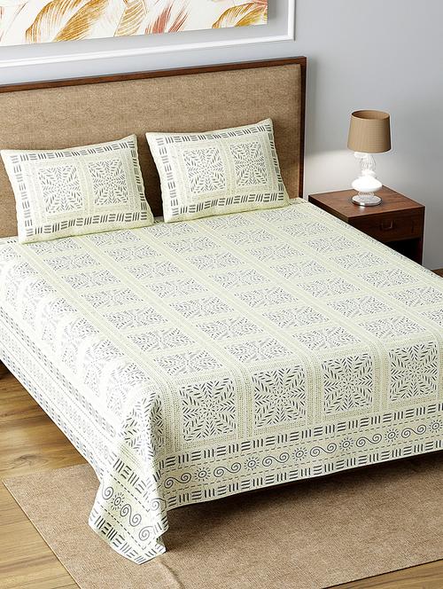 texstylers 100% cotton 220 tc jaipuri rajasthani print double bedsheet with 2 pillow covers - 17513551 - Very Small Image - 1
