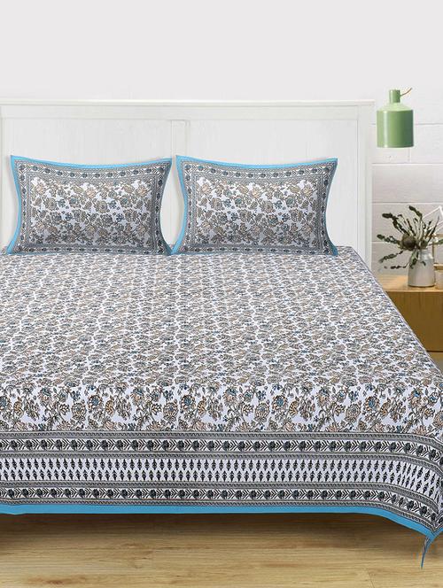 texstylers cotton 220 tc jaipuri rajasthani 180x108 inch super king bedsheet with 2 pillow covers - 17513568 - Very Small Image - 1