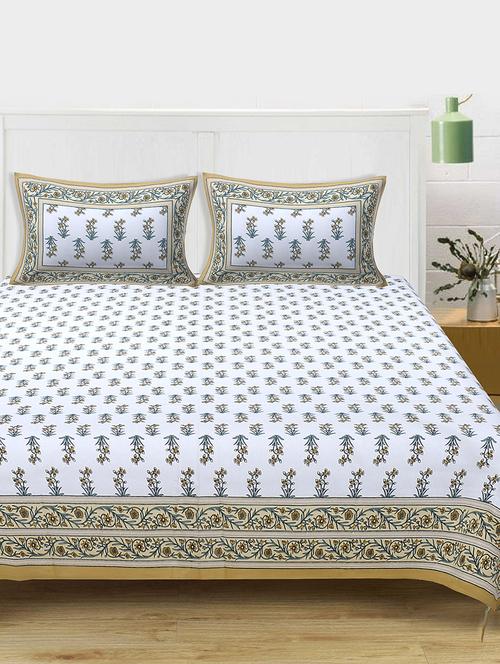 texstylers cotton 220 tc jaipuri rajasthani 180x108 inch super king bedsheet with 2 pillow covers - 17513573 - Very Small Image - 1
