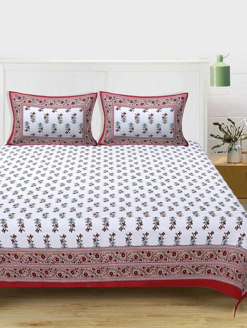 texstylers cotton 220 tc jaipuri rajasthani 180x108 inch super king bedsheet with 2 pillow covers - 17513574 - Very Small Image - 1