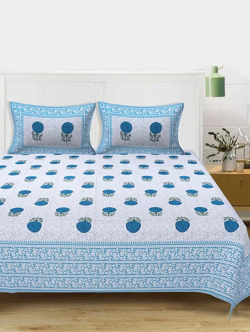 texstylers cotton 220 tc jaipuri rajasthani 180x108 inch super king bedsheet with 2 pillow covers - 17513576 - Very Small Image - 1