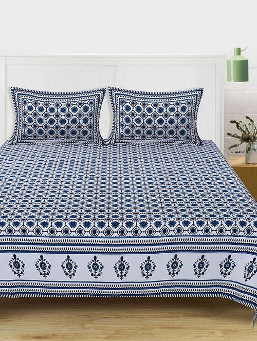 texstylers cotton 220 tc jaipuri rajasthani 180x108 inch super king bedsheet with 2 pillow covers - 17513579 - Very Small Image - 1