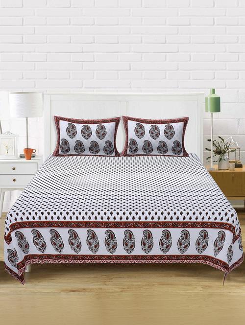 texstylers cotton 220 tc jaipuri rajasthani 180x108 inch super king bedsheet with 2 pillow covers - 17513586 - Very Small Image - 1