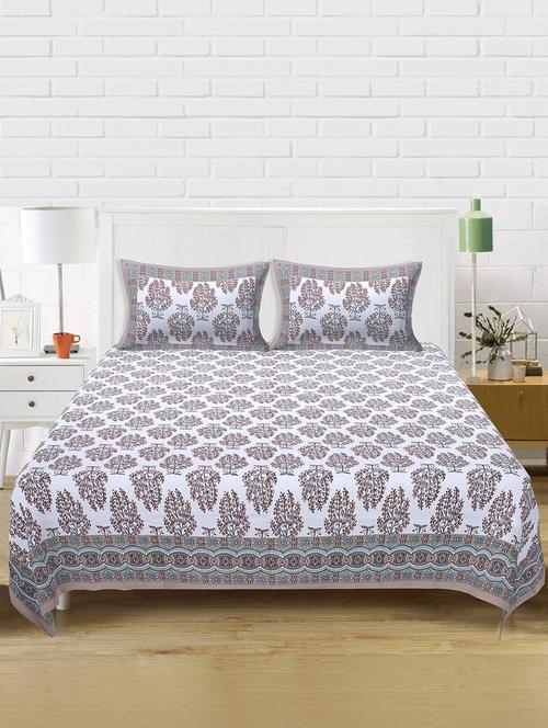 texstylers cotton 220 tc jaipuri rajasthani 180x108 inch super king bedsheet with 2 pillow covers - 17513588 - Very Small Image - 1