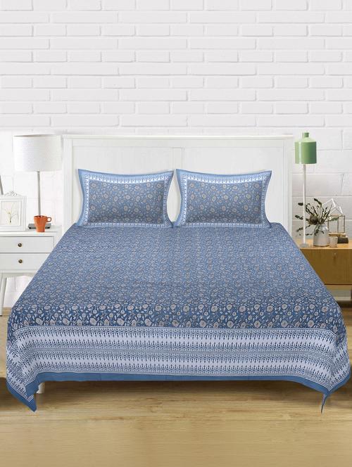 texstylers cotton 220 tc jaipuri rajasthani 180x108 inch super king bedsheet with 2 pillow covers - 17513594 - Very Small Image - 1