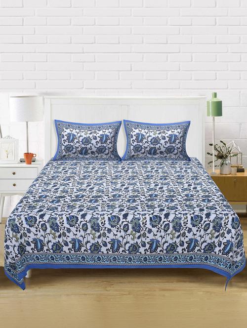 texstylers cotton 220 tc jaipuri rajasthani 180x108 inch super king bedsheet with 2 pillow covers - 17513598 - Very Small Image - 1