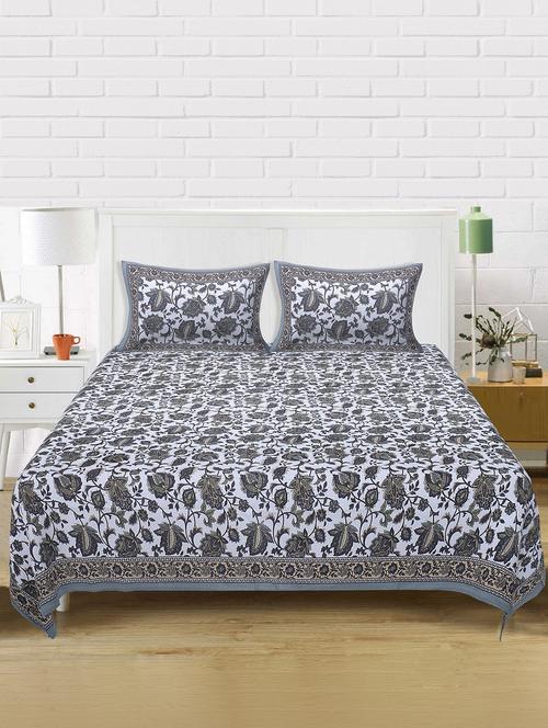 texstylers cotton 220 tc jaipuri rajasthani 180x108 inch super king bedsheet with 2 pillow covers - 17513599 - Very Small Image - 1