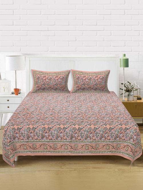 texstylers cotton 220 tc jaipuri rajasthani 180x108 inch super king bedsheet with 2 pillow covers - 17513604 - Very Small Image - 1