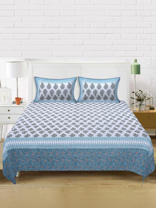 texstylers cotton 220 tc jaipuri rajasthani 180x108 inch super king bedsheet with 2 pillow covers - 17513610 - Very Small Image - 1