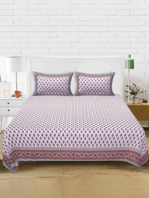 texstylers cotton 220 tc jaipuri rajasthani 180x108 inch super king bedsheet with 2 pillow covers - 17513614 - Very Small Image - 1