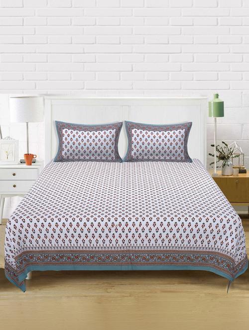 texstylers cotton 220 tc jaipuri rajasthani 180x108 inch super king bedsheet with 2 pillow covers - 17513615 - Very Small Image - 1