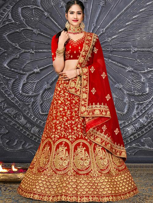 embroidered a-line lehenga - 17514127 - Very Small Image - 1