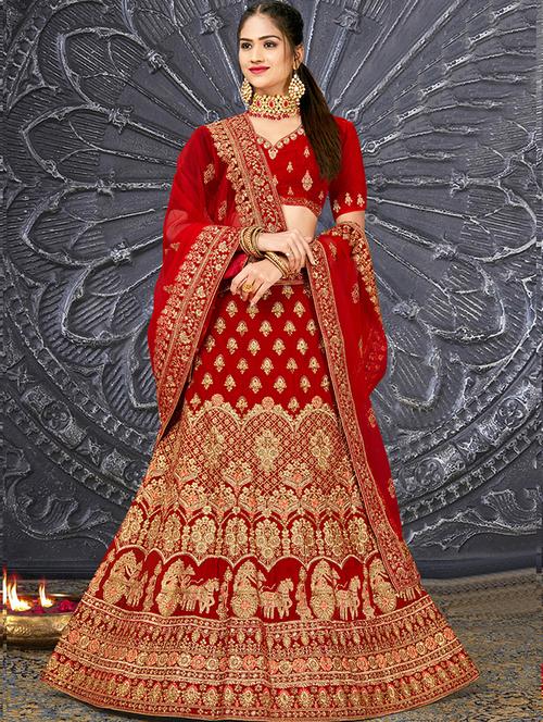 embroidered a-line lehenga - 17514133 - Very Small Image - 1