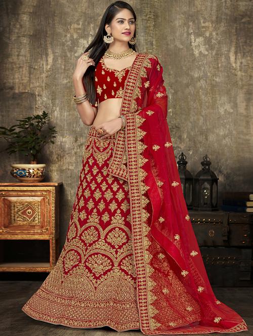embroidered a-line lehenga - 17514137 - Very Small Image - 1