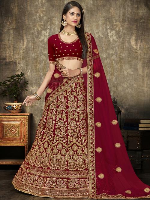embroidered a-line lehenga - 17514141 - Very Small Image - 1