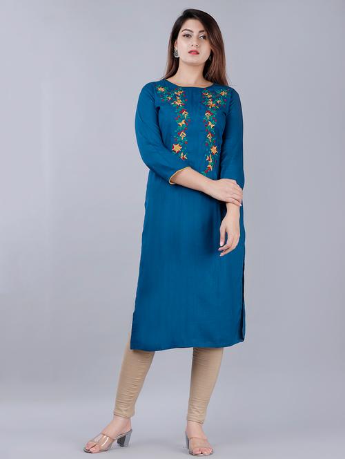 women's straight kurta - 17514357 - Very Small Image - 1