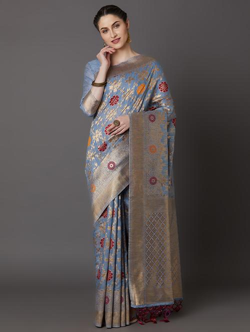 women's self design purist blue colored saree - 17515134 - Very Small Image - 1