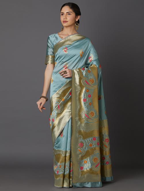 paisley banarasi saree - 17515150 - Very Small Image - 1