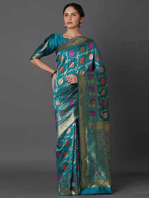 floral banarasi saree - 17515159 - Very Small Image - 1