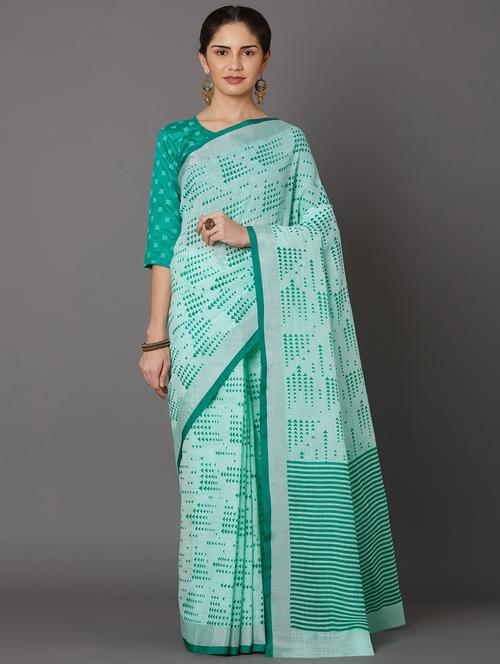 turquoise silk blend maheshwari saree - 17515200 - Very Small Image - 1
