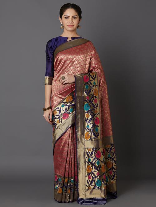 women's self design pink colored saree - 17515221 - Very Small Image - 1