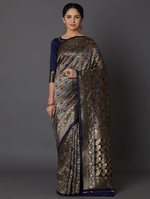 women's self design blue colored saree - 17515230 - Very Small Image - 1