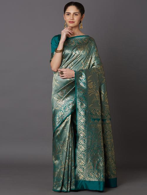 jacquard work maheshwari saree - 17515278 - Very Small Image - 1
