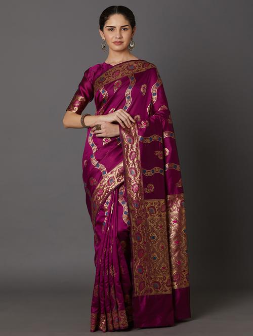 jacquard work maheshwari saree - 17515285 - Very Small Image - 1