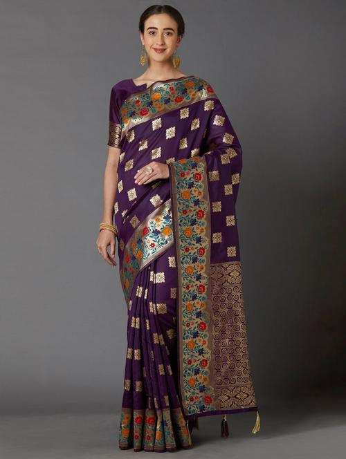 jacquard work banarasi saree - 17515317 - Very Small Image - 1