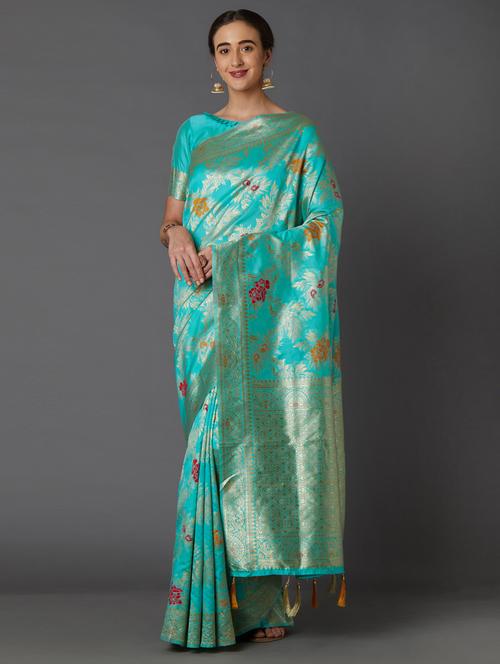 jacquard work banarasi saree - 17515318 - Very Small Image - 1