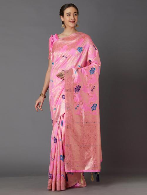 jacquard work banarasi saree - 17515319 - Very Small Image - 1